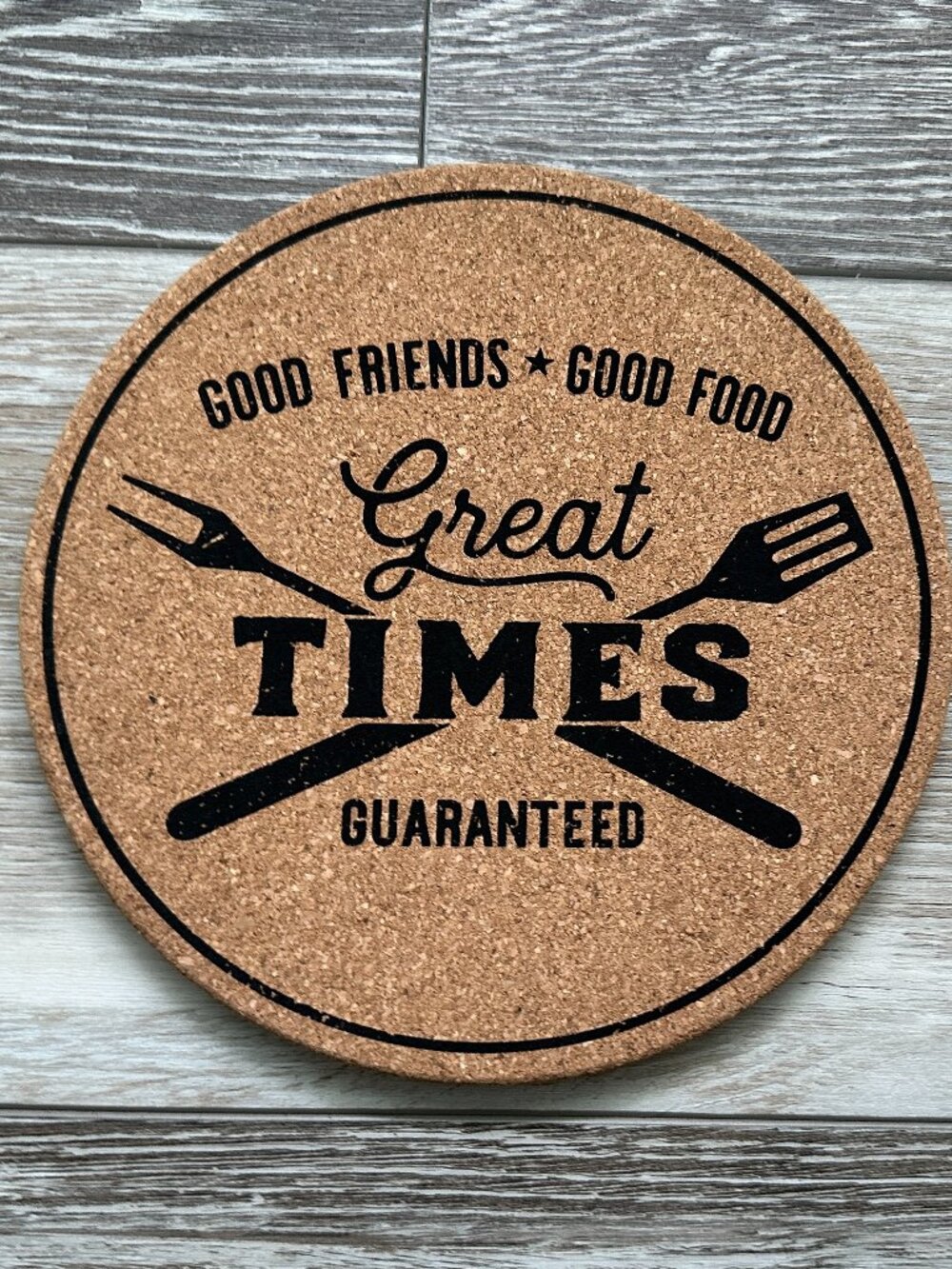 NWT Cook & Wood Trivet Good Friends Good Food Great Times Guaranteed